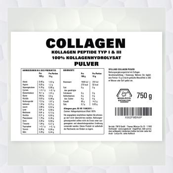 Preview: Collagen Pulver 750g - Kollagenhydrolysat - Kollagen Typ 1 & 3 - Kollagenpeptide - geschmacksneutral