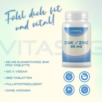 Preview: Zink 25 mg 365 Tabletten